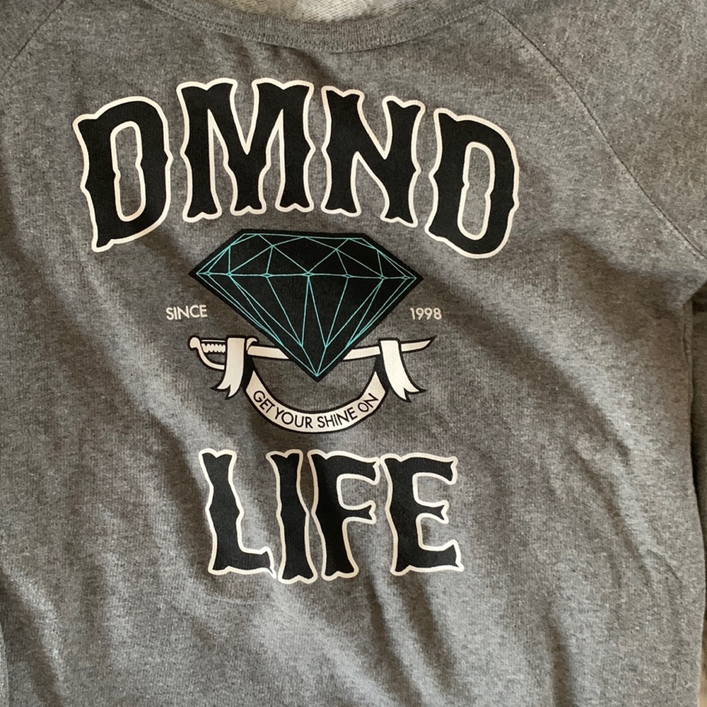 Diamond Supply Co. gray sweatshirt Sz M with black lettering crew neck